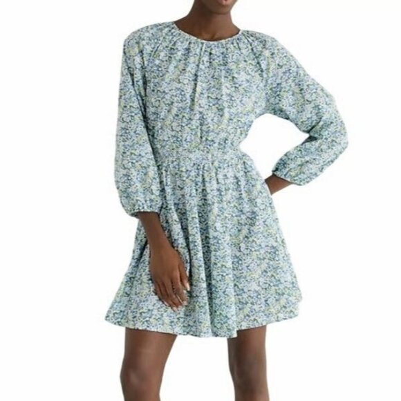 J. Crew Dresses & Skirts - J.Crew Size S Blue Floral Palermo Liberty Thorpe Hill Smocked Waist Mini Dress